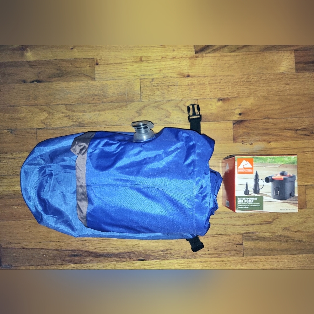 INFLATABLE BED & PUMP BUNDLE NEW OZARK TRAIL TWIN BED & BATTERY POWERED AIR PUMP - Picture 6 of 15